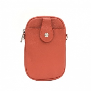 Leather Crossbody Phone Bag - Orange